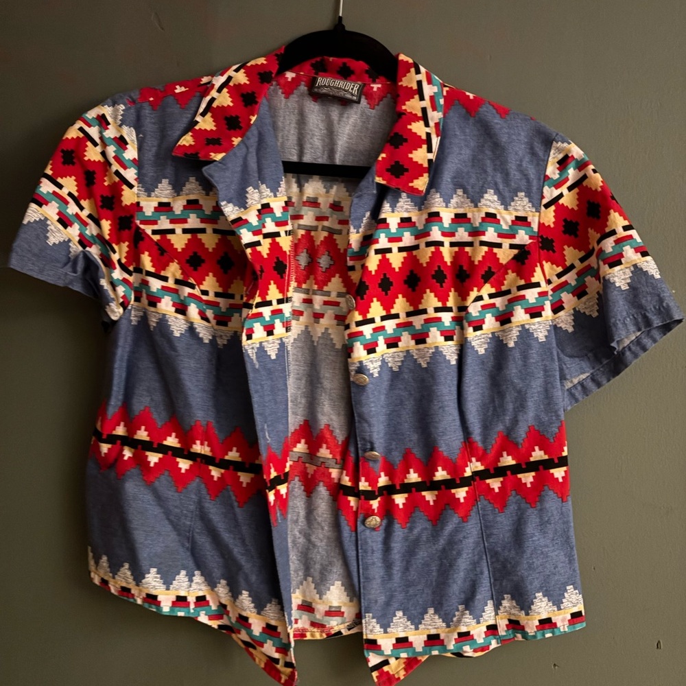 Roughrider Woman’s vintage Aztec western button shirt
